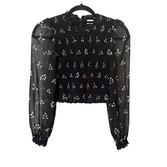 ARITZIA‎ Wilfred Tempest Smocked Chiffon Blouse Sz XS - Picture 4 of 7